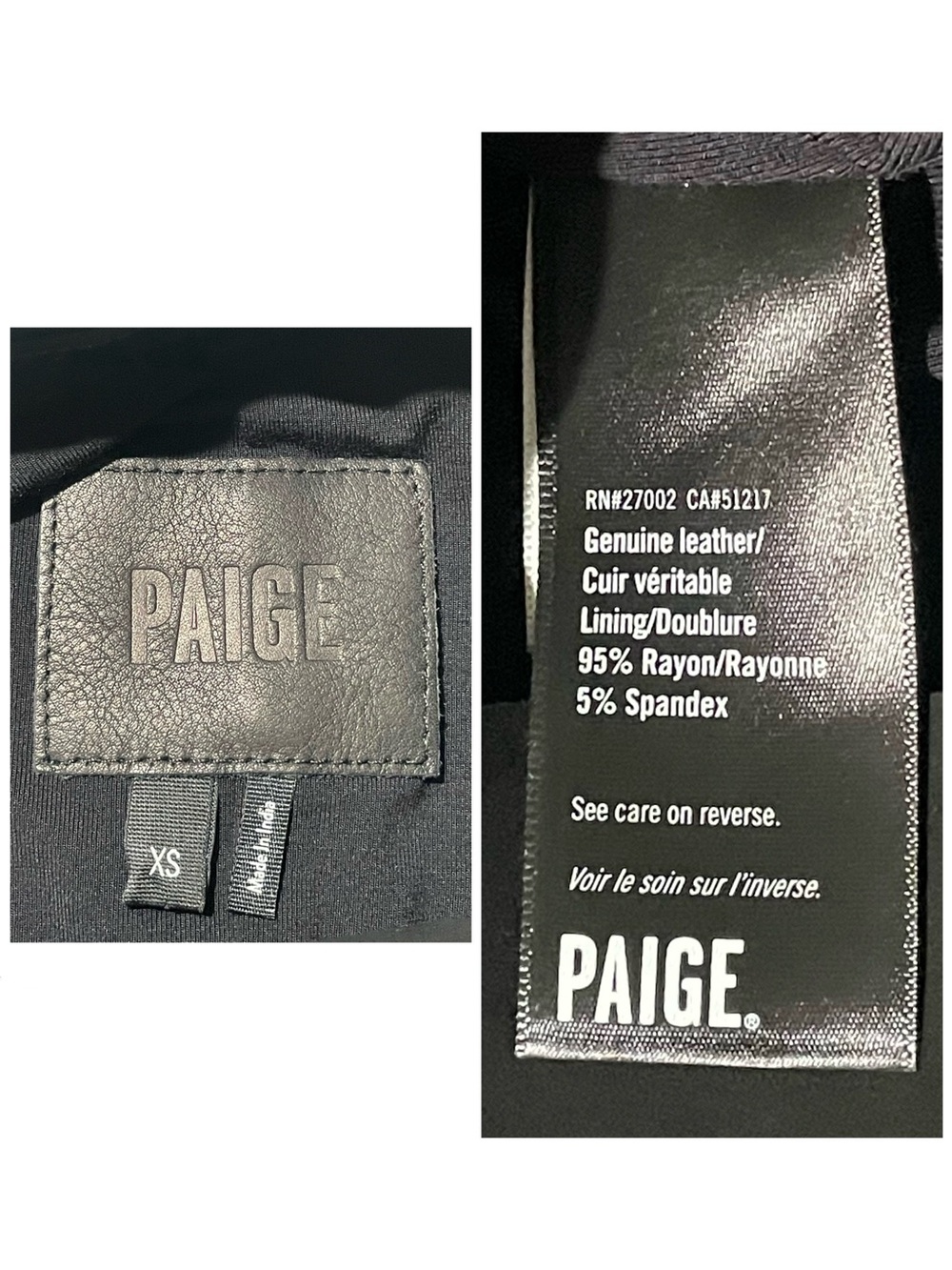 PAIGE Silvie Black Leather Suede Contrast Cropped Moto Jacket XS - Picture 10 of 12